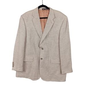 Stafford 44R Beige Silk Blazer Jacket Two‎ Button Herringbone Men's Career